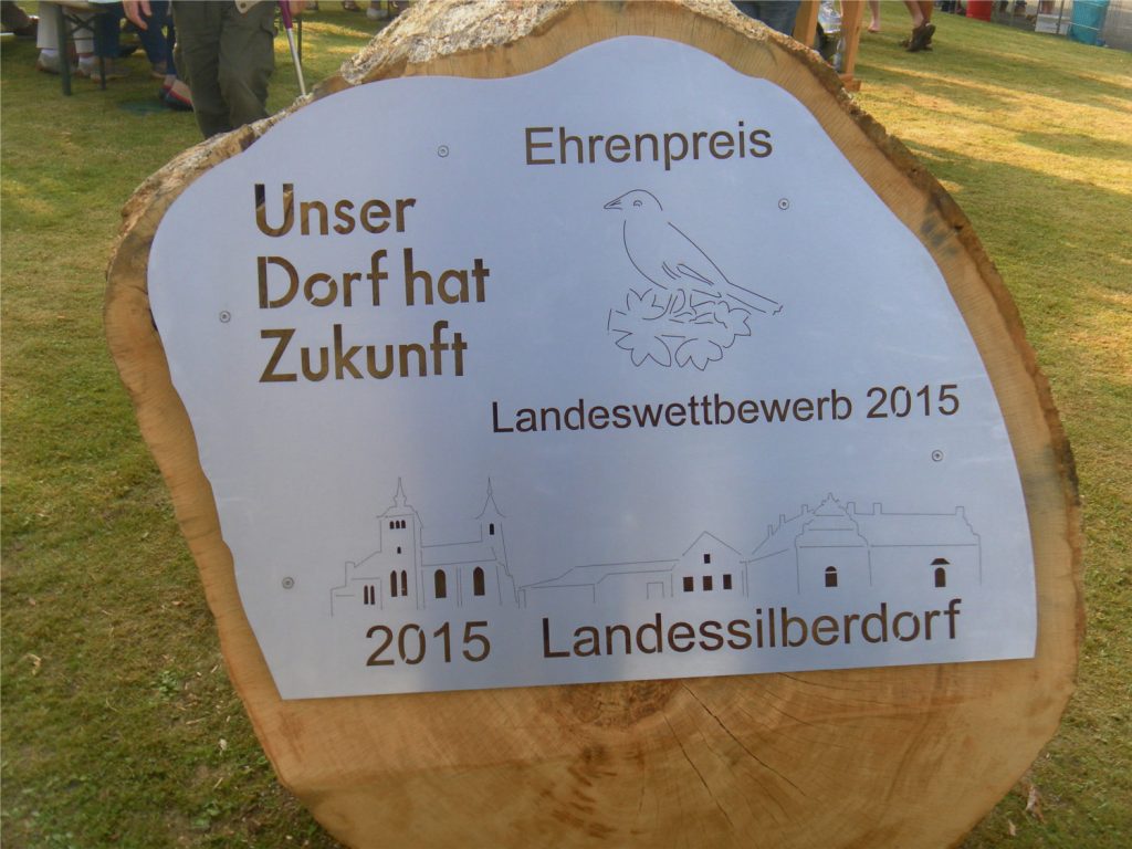 Plakette zum Landessilberdorf